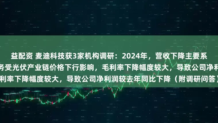 益配资 麦迪科技获3家机构调研：2024年，营收下降主要系光伏业务收入下降所致，光伏业务受光伏产业链价格下行影响，毛利率下降幅度较大，导致公司净利润较去年同比下降（附调研问答）